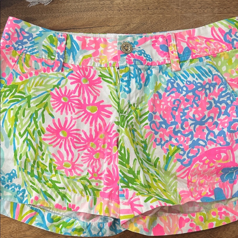 Lilly Pulitzer Pink and Green Floral Women's Shorts